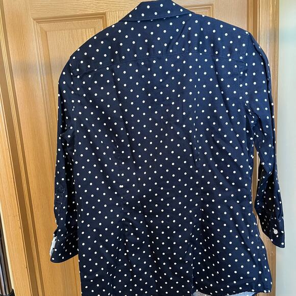 Chaps navy button front white polka dots size M preowned excellent condition - Picture 4 of 5